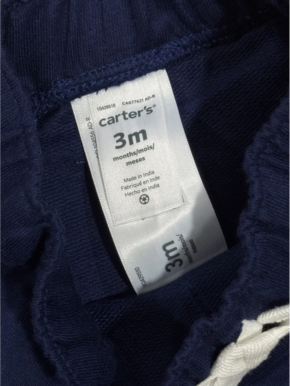 Carter's Navy Blue Baby Pants with White Bow 3 Months
